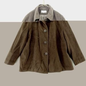 Calvin Klein Brown Buttons Wool Bell Winter Collared Blazer Pea Coat Z62